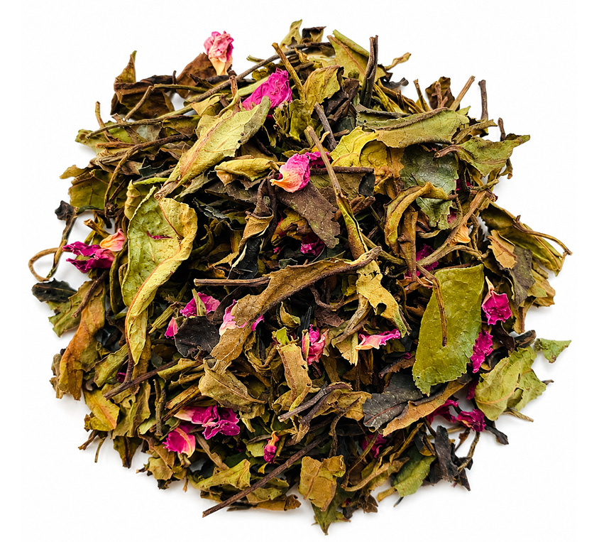 White Rose Leo Tea – biała herbata Pai Mu Tan z naturalnym aromatem róży i płatkami róży
